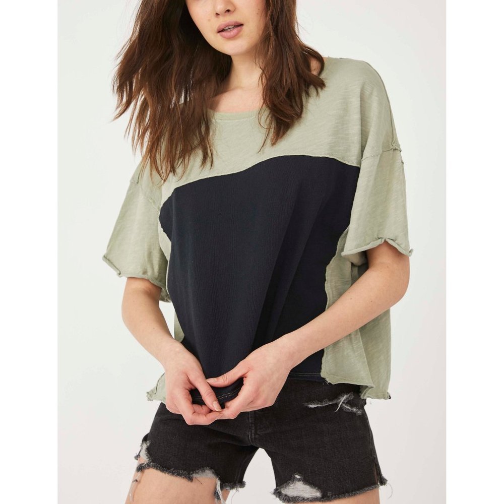 NWT Free People Gym Class Tee / Green Tea Combo